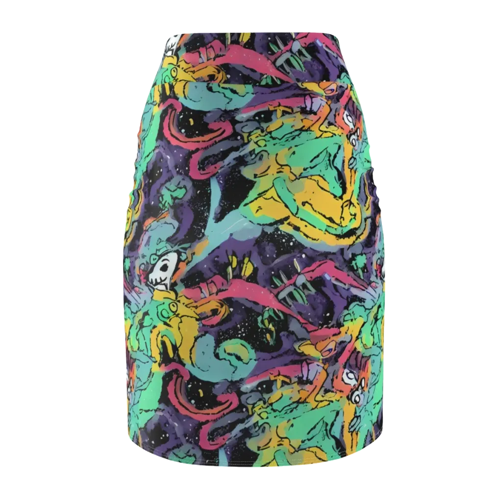 Candy Chaos on Pencil Skirt — Back
