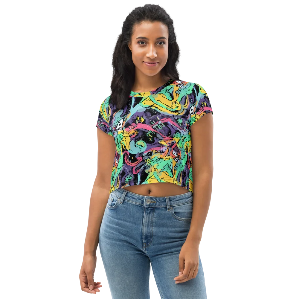 Candy Chaos on Crop Tee — Front