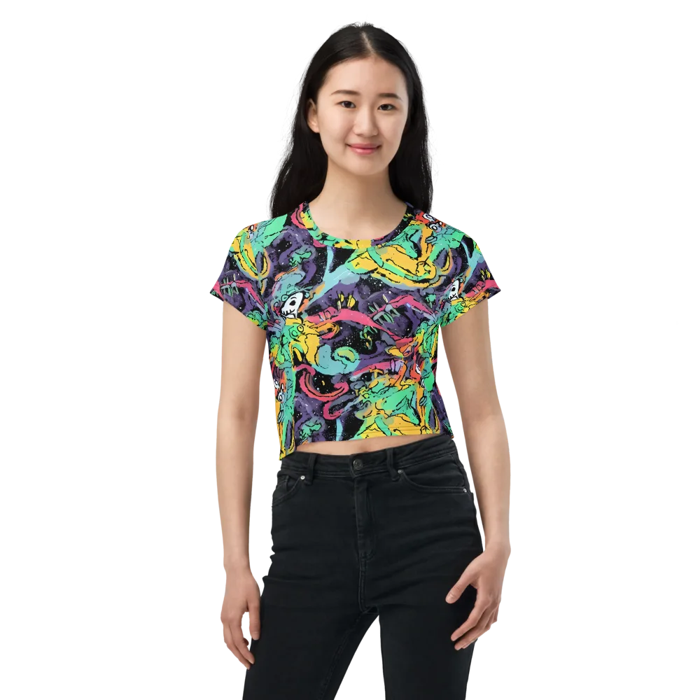 Candy Chaos on Crop Tee — Front
