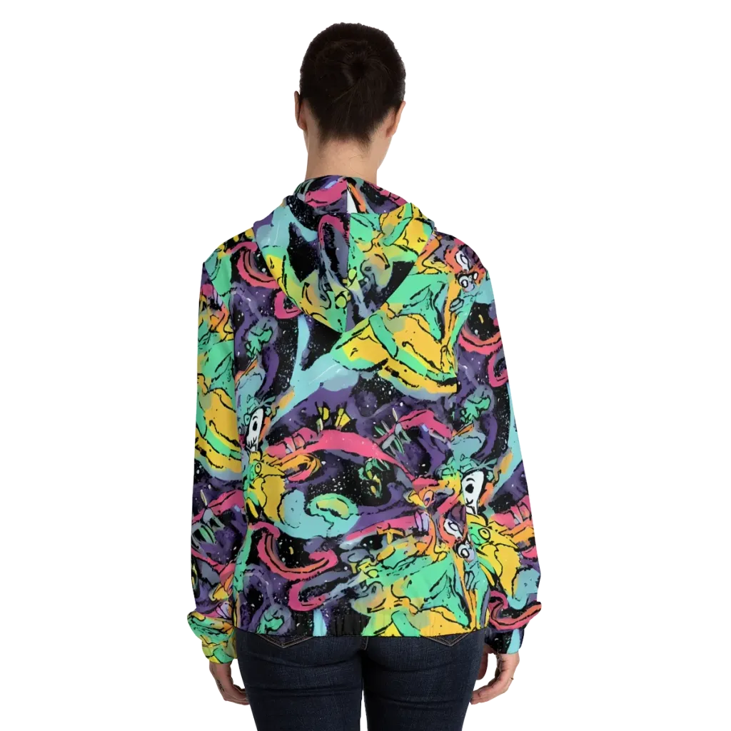 Candy Chaos on Women's Full-Zip Hoodie — Back On Person