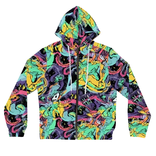 Candy Chaos on a Women's Full-Zip Hoodie
