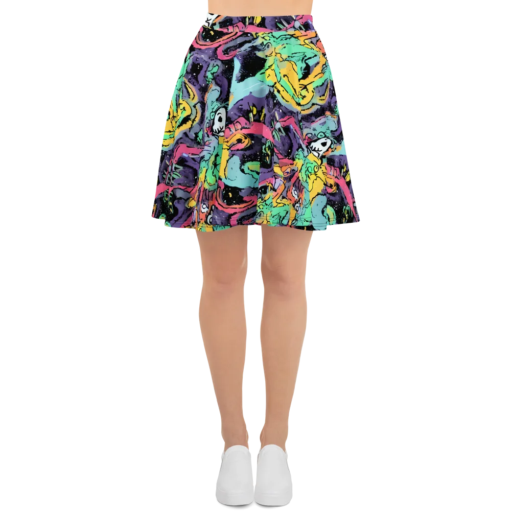 Candy Chaos on Skater Skirt — Front