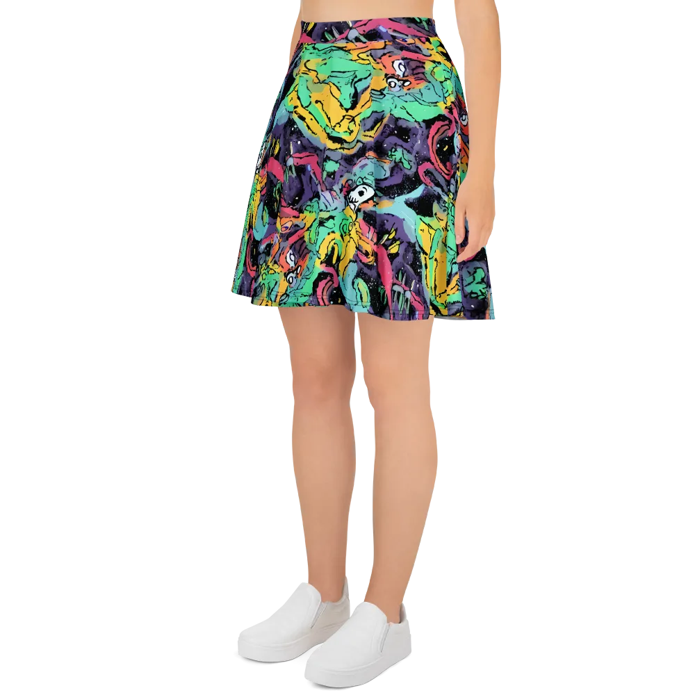 Candy Chaos on Skater Skirt — Left