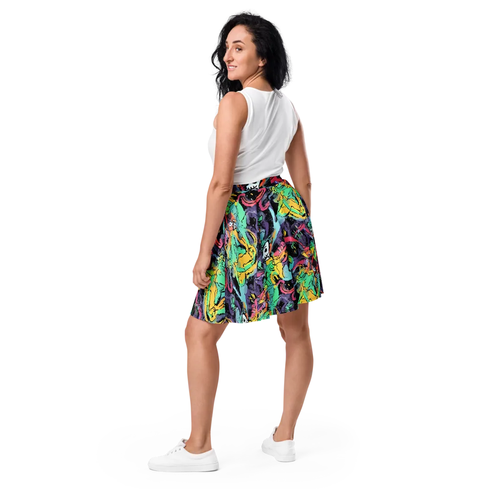 Candy Chaos on Skater Skirt — Back