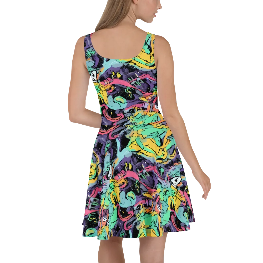 Candy Chaos on Skater Dress — Back