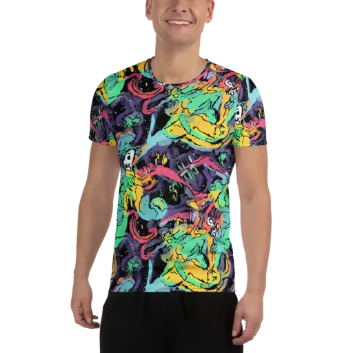 Candy Chaos on a Men's Athletic T-Shirt