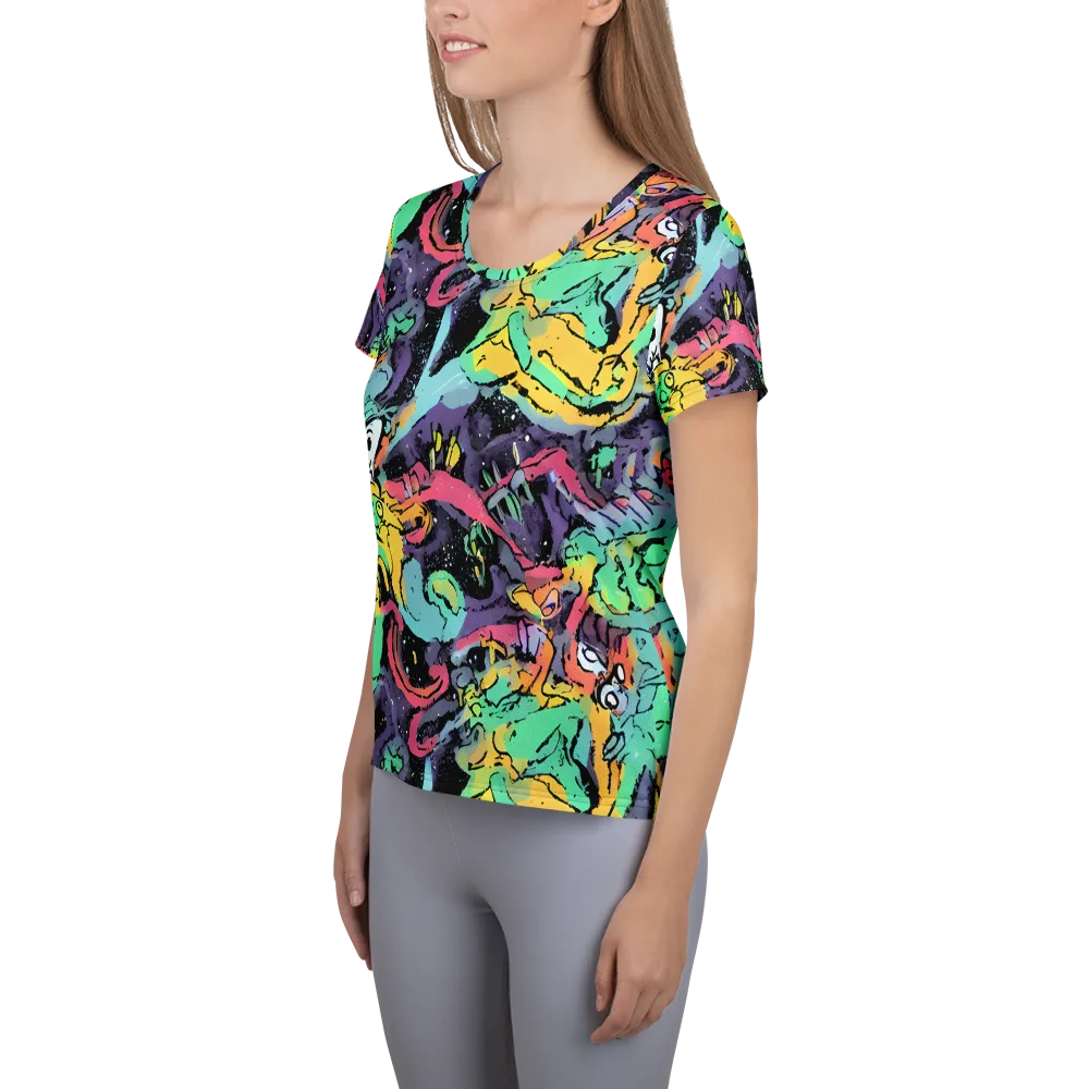 Candy Chaos on Women's Athletic T-Shirt — Left