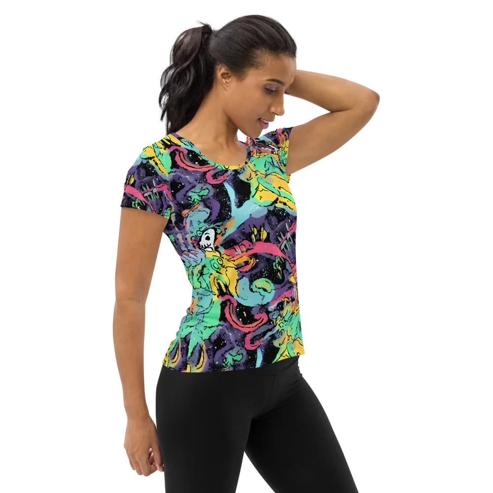 Candy Chaos on Women's Athletic T-Shirt — Right
