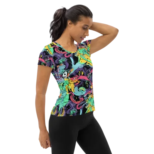 Candy Chaos on a Women's Athletic T-Shirt