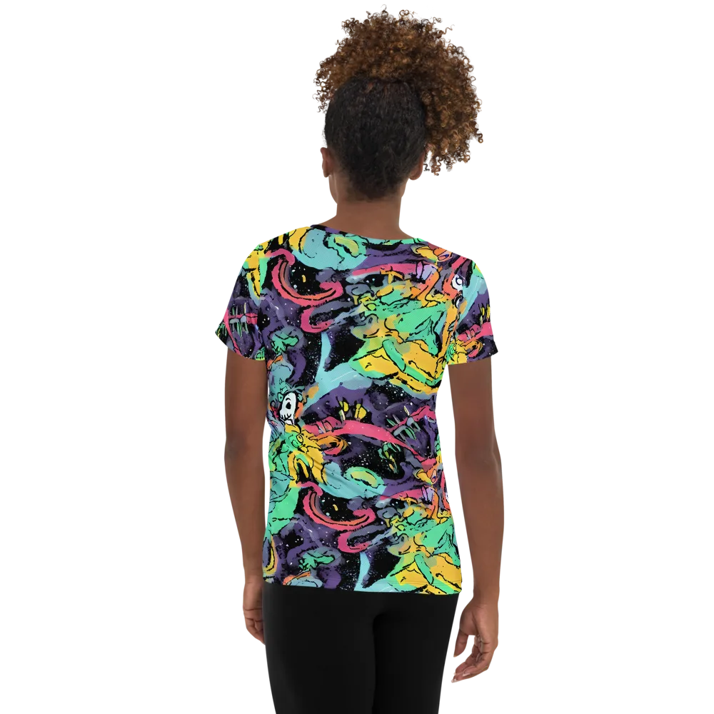 Candy Chaos on Women's Athletic T-Shirt — Back