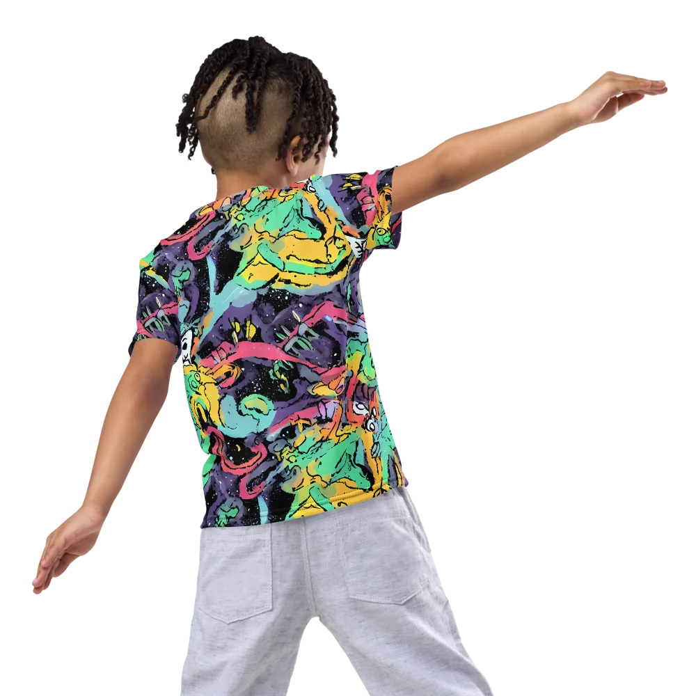 Candy Chaos on Kids Crew Neck T-Shirt — Back