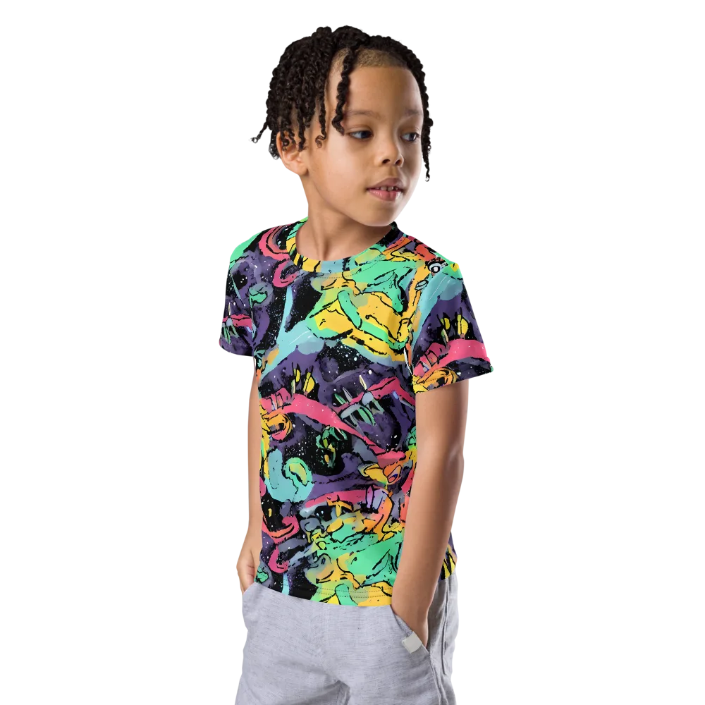 Candy Chaos on Kids Crew Neck T-Shirt — Left Front