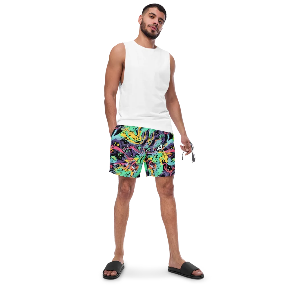 Candy Chaos on Swim Trunks — Front