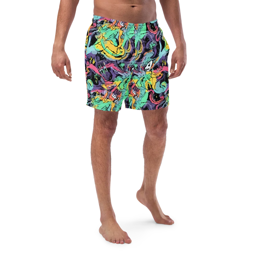 Candy Chaos on Swim Trunks — Front