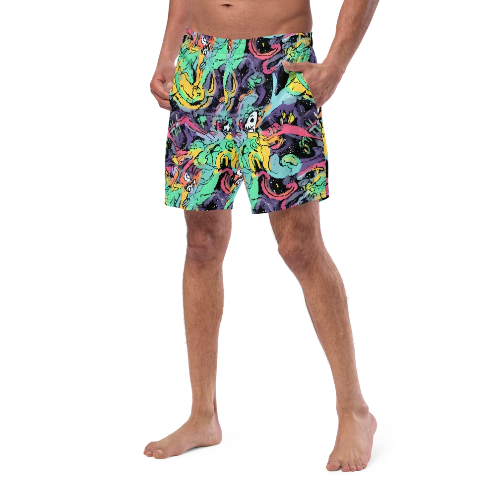 Candy Chaos on Swim Trunks — Left Front