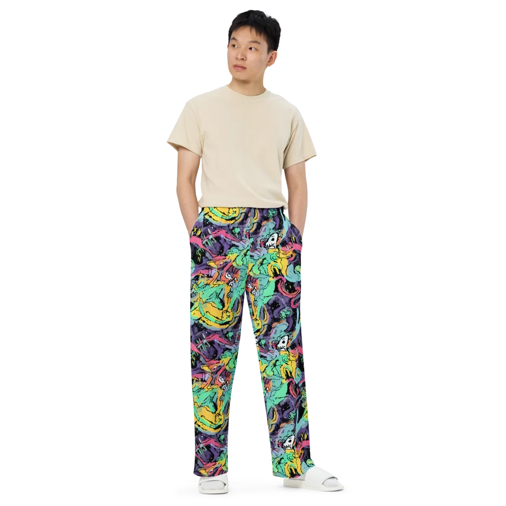 Candy Chaos on Wide-Leg Pants — Front