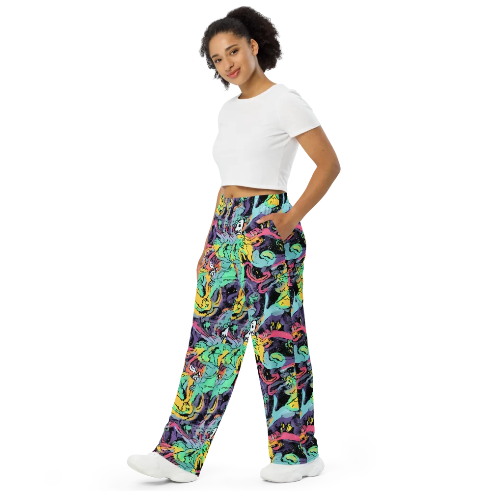Candy Chaos on Wide-Leg Pants — Left Front