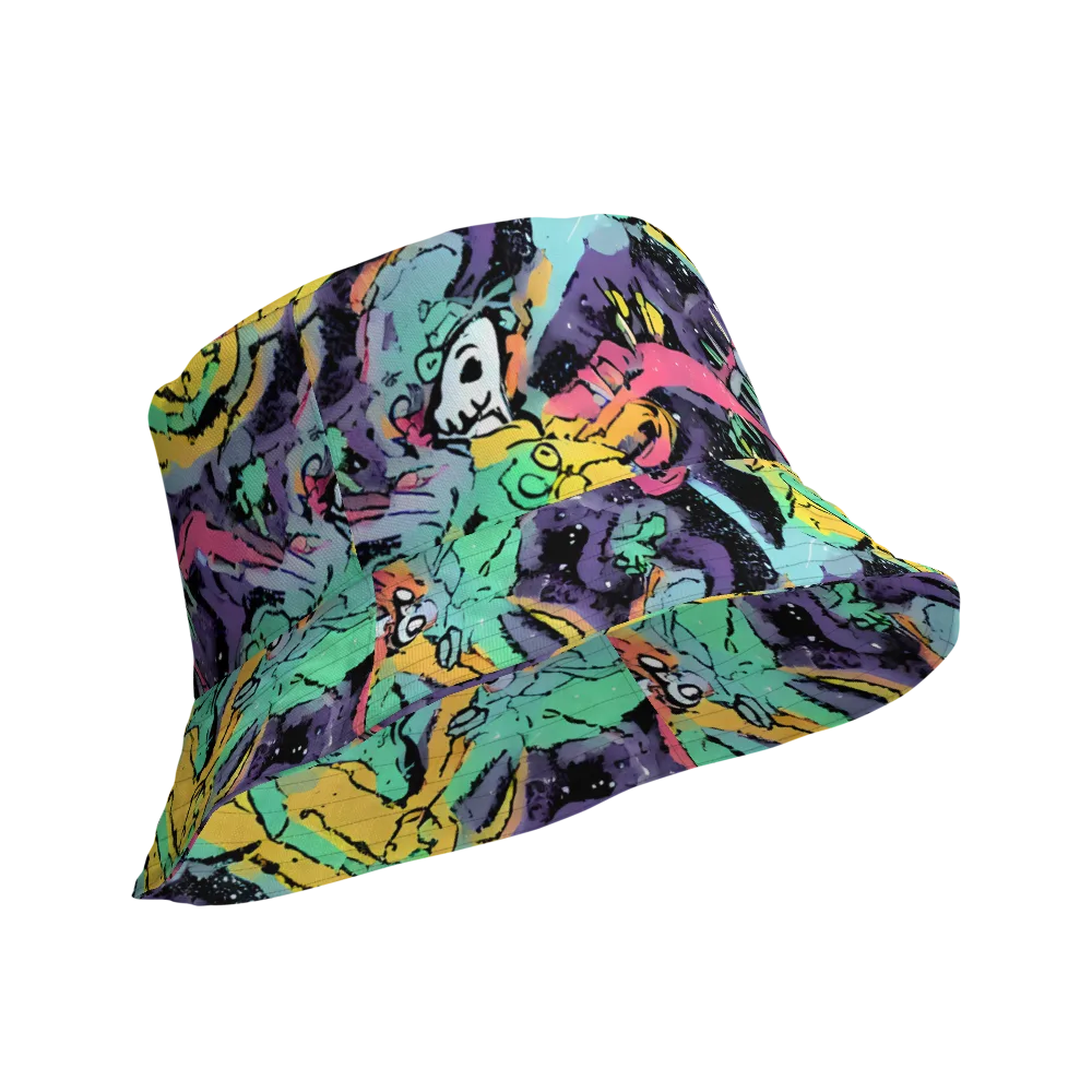 Candy Chaos on Reversible Bucket Hat — Product details Outside