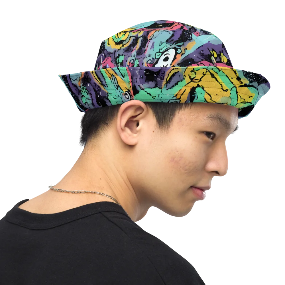 Candy Chaos on Reversible Bucket Hat — Right Outside