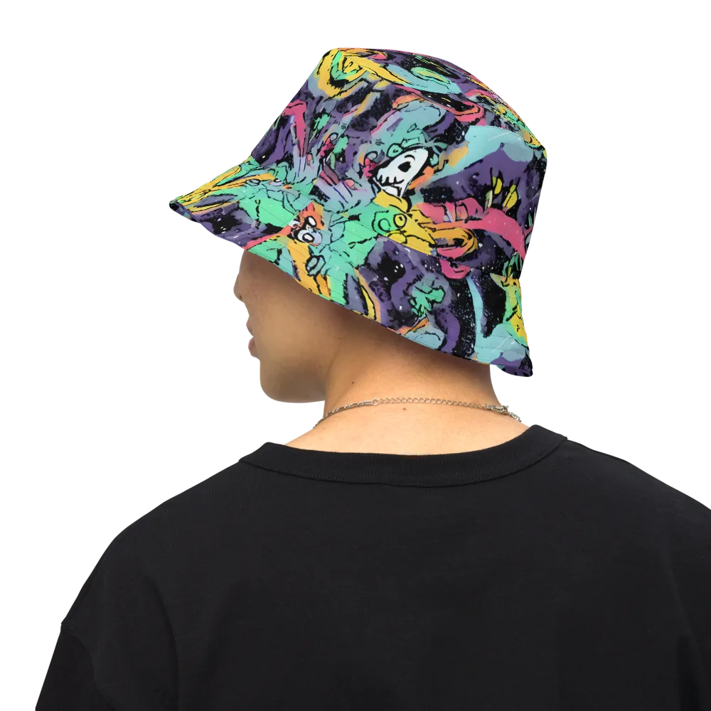 Candy Chaos on Reversible Bucket Hat — Back Inside