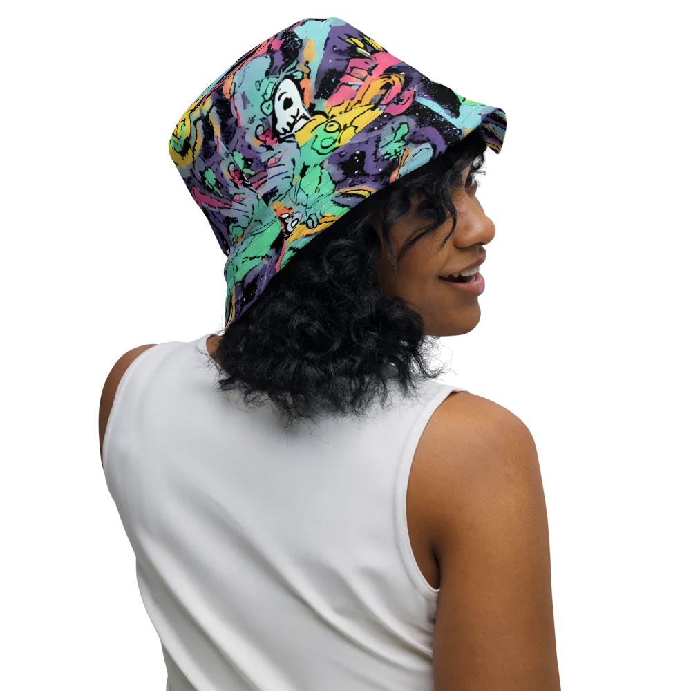 Candy Chaos on Reversible Bucket Hat — Right Outside