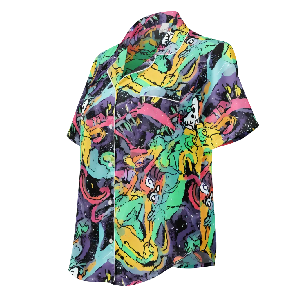 Candy Chaos on Women's Short Sleeve Pajama Top — Left Front
