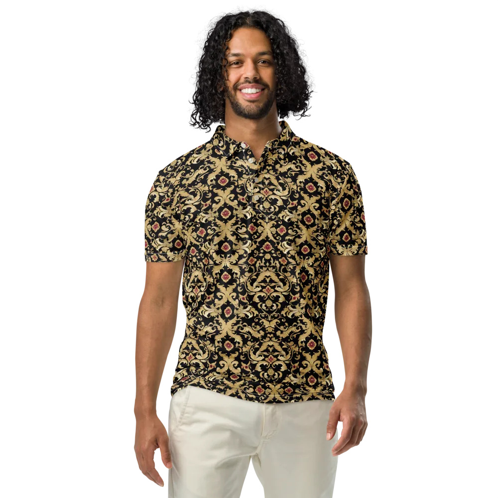 Noir Versailles on Men's Slim Fit Polo Shirt — Front