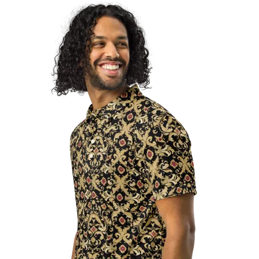 Noir Versailles on a Men's Slim Fit Polo Shirt