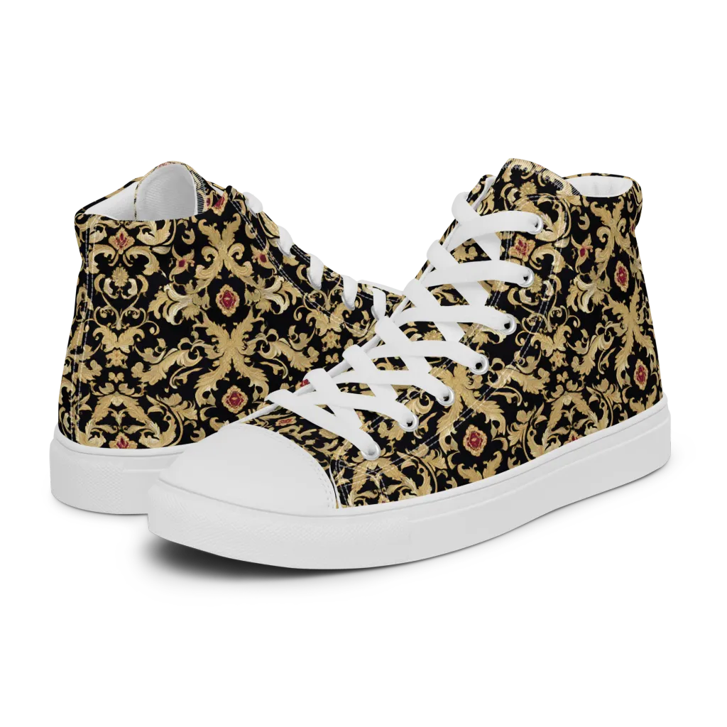 Noir Versailles on Men's High Top Canvas Shoes — Left