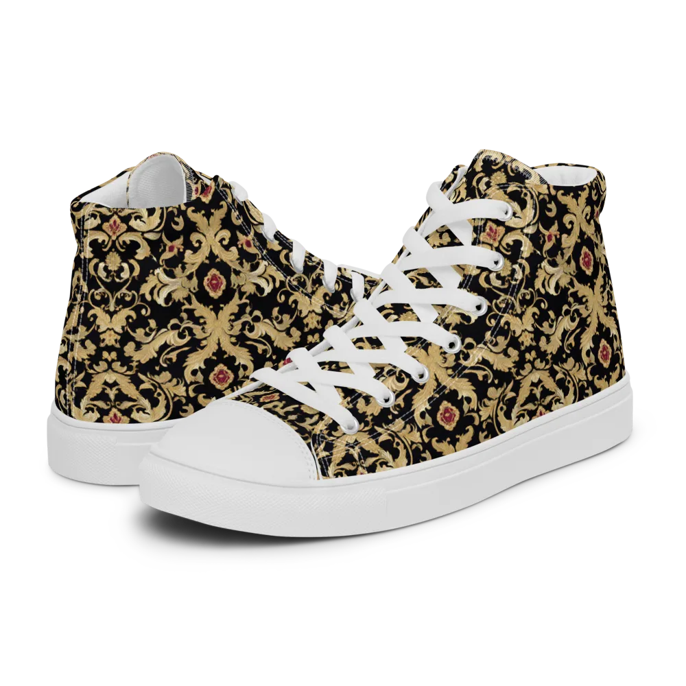Noir Versailles on Women's High Top Canvas Shoes — Left