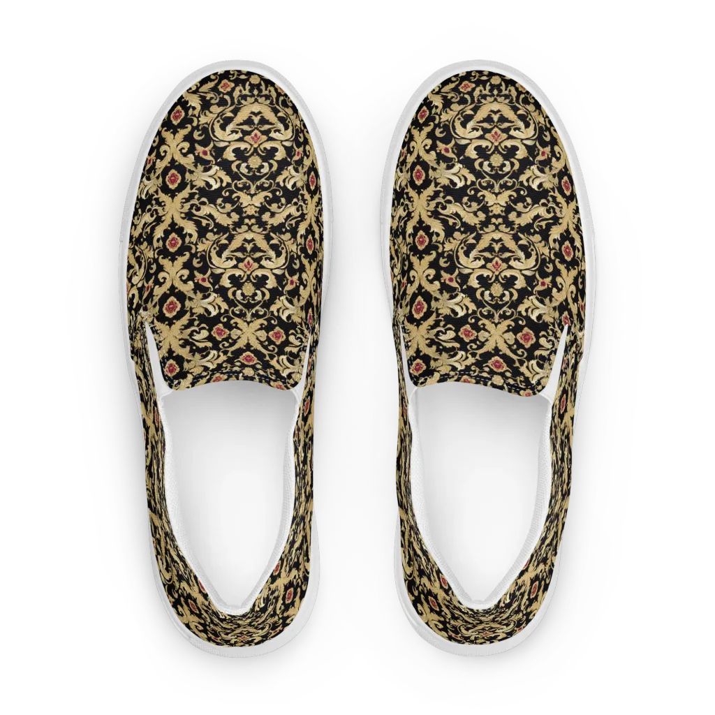 Noir Versailles on Men's Slip-On Canvas Shoes — Front