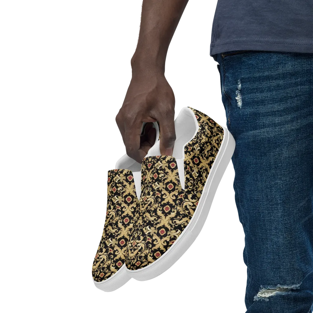 Noir Versailles on Men's Slip-On Canvas Shoes — Left Front
