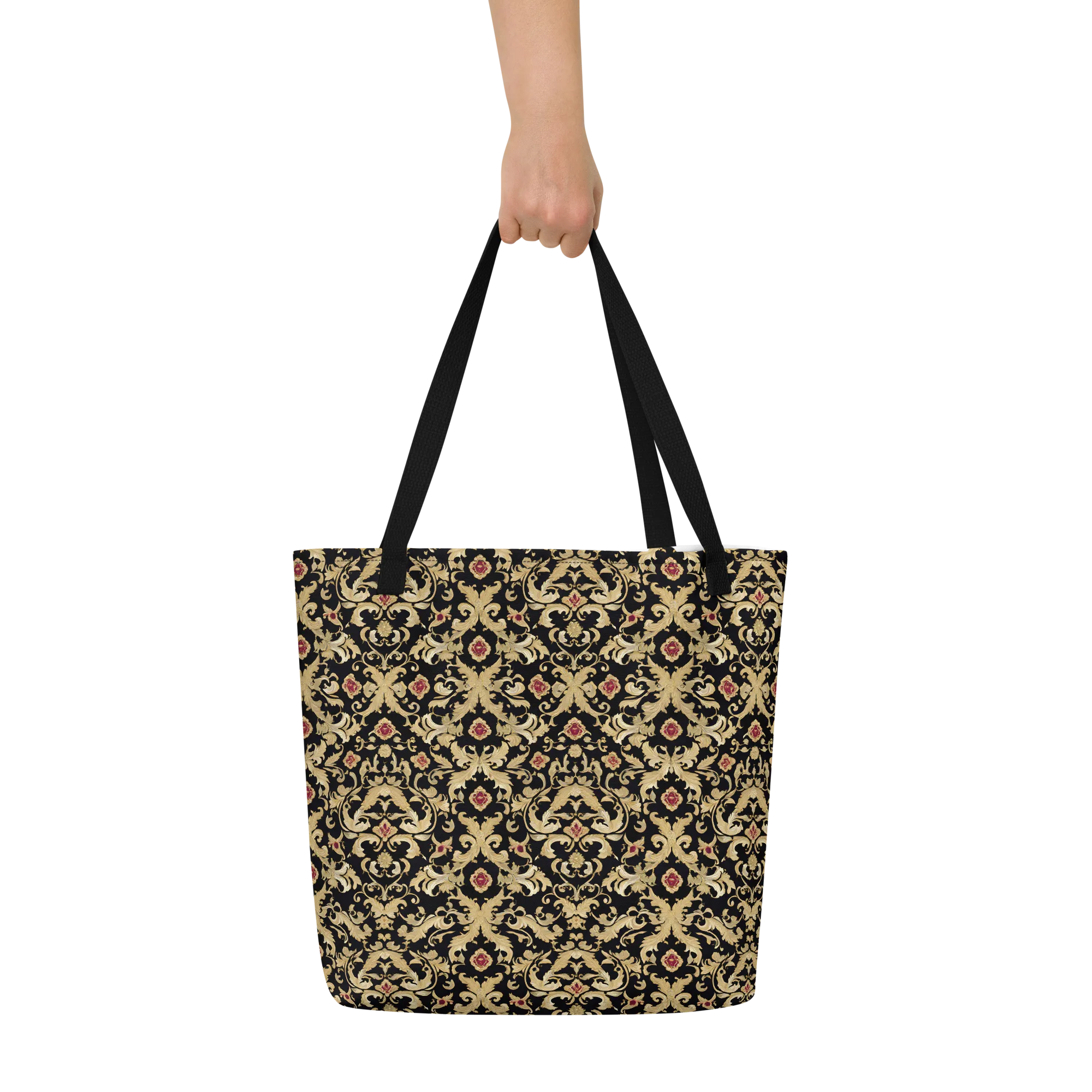 Noir Versailles on Large Tote Bag W/ Pocket — Front
