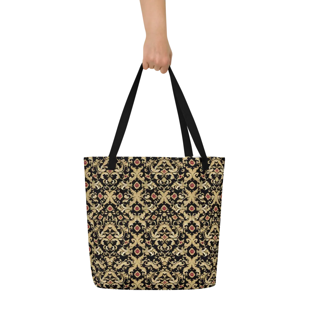 Noir Versailles on Large Tote Bag W/ Pocket — Front