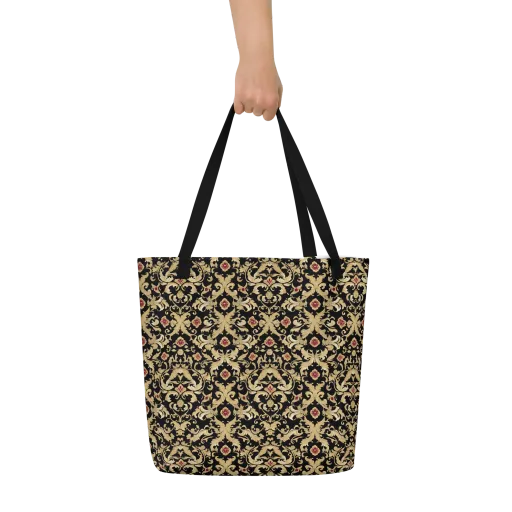 Noir Versailles on a Large Tote Bag W/ Pocket