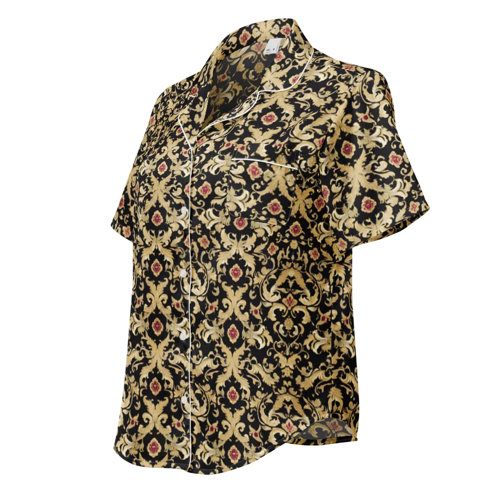 Noir Versailles on Women's Short Sleeve Pajama Top — Left Front