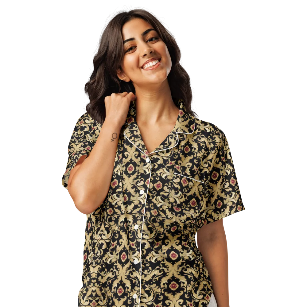 Noir Versailles on Women's Short Sleeve Pajama Top — Front