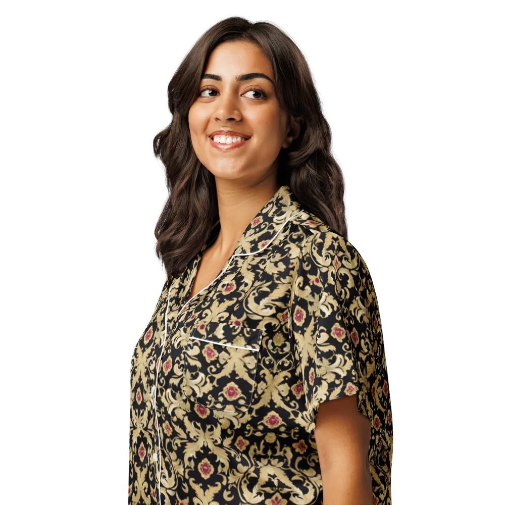Noir Versailles on Women's Short Sleeve Pajama Top — Left Front