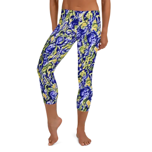 Cobalt Bloomstorm on a Capri Leggings