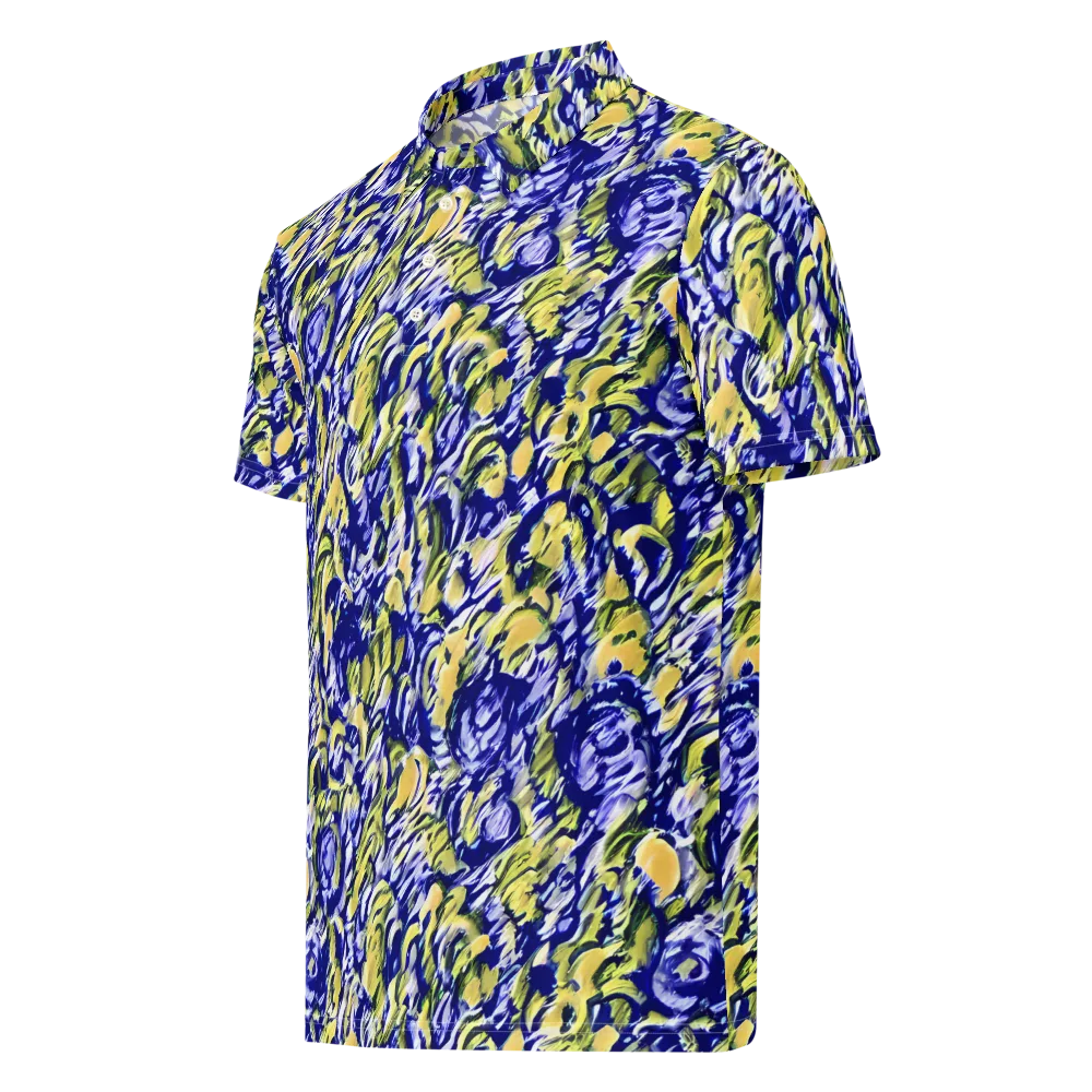 Cobalt Bloomstorm on Men's Slim Fit Polo Shirt — Left Front