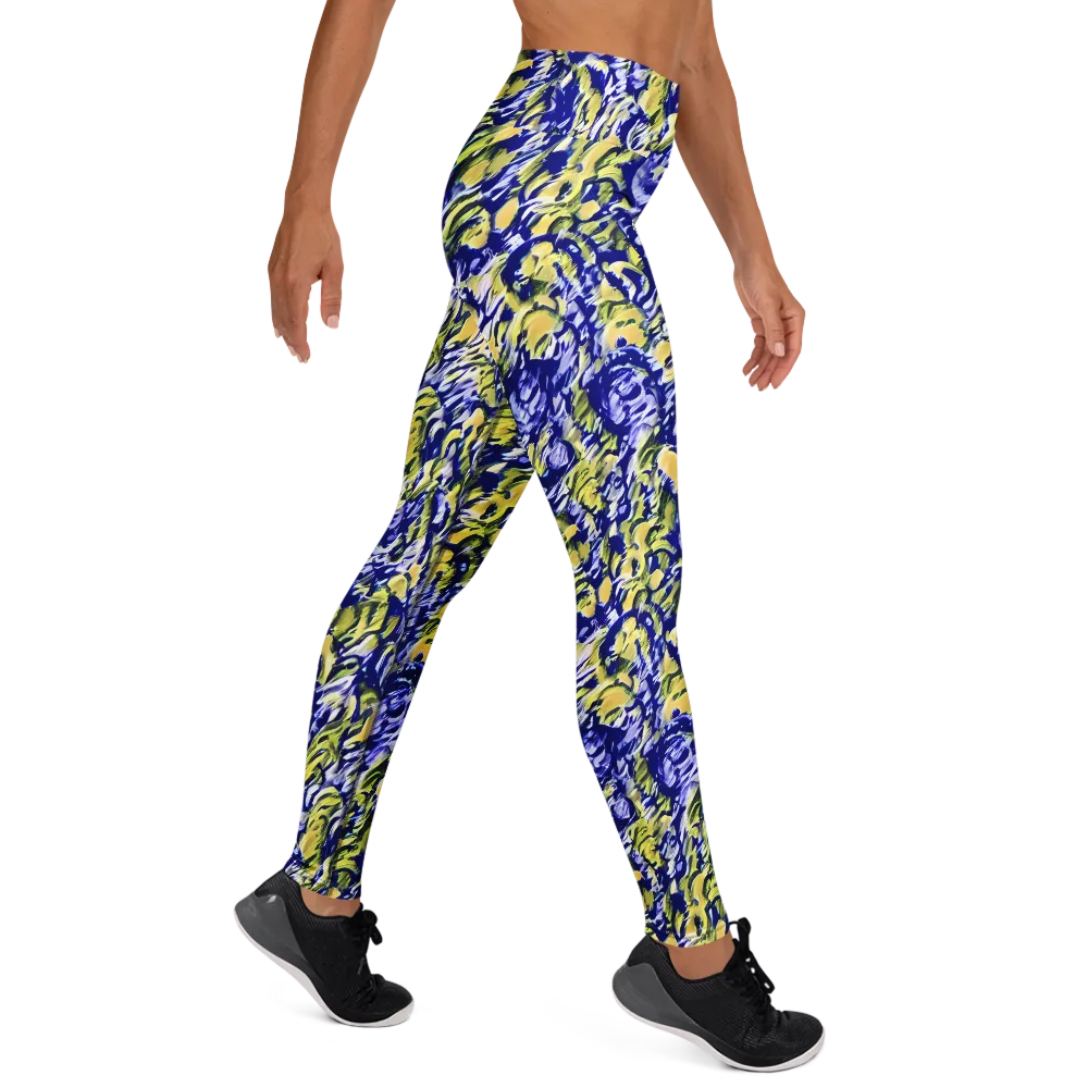 Cobalt Bloomstorm on Yoga Leggings — Right