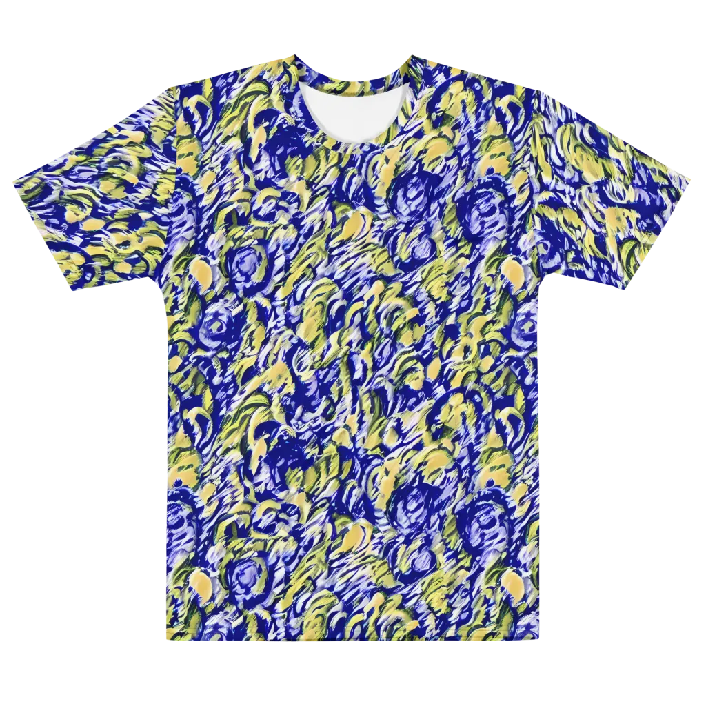 Cobalt Bloomstorm on Men's Cotton Crew Neck T-Shirt — Front