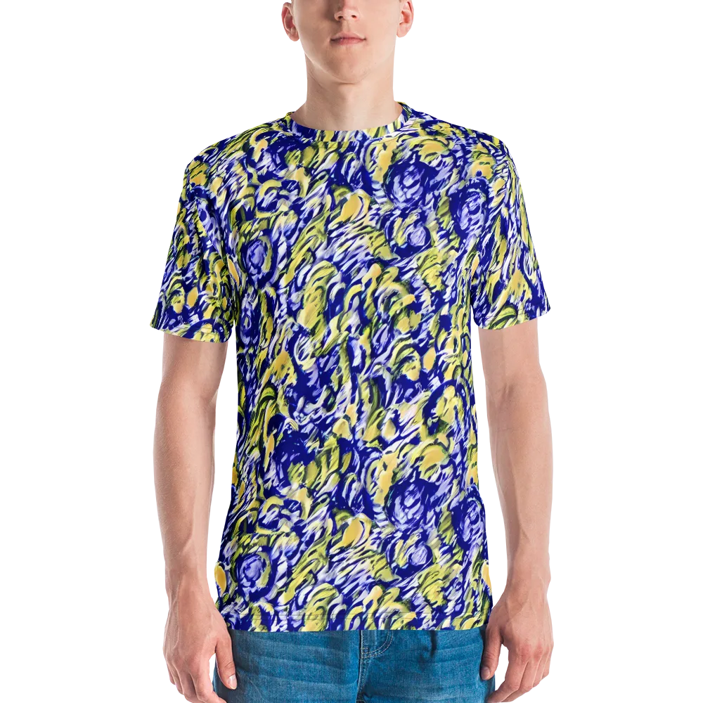 Cobalt Bloomstorm on Men's Crew Neck T-Shirt — Front