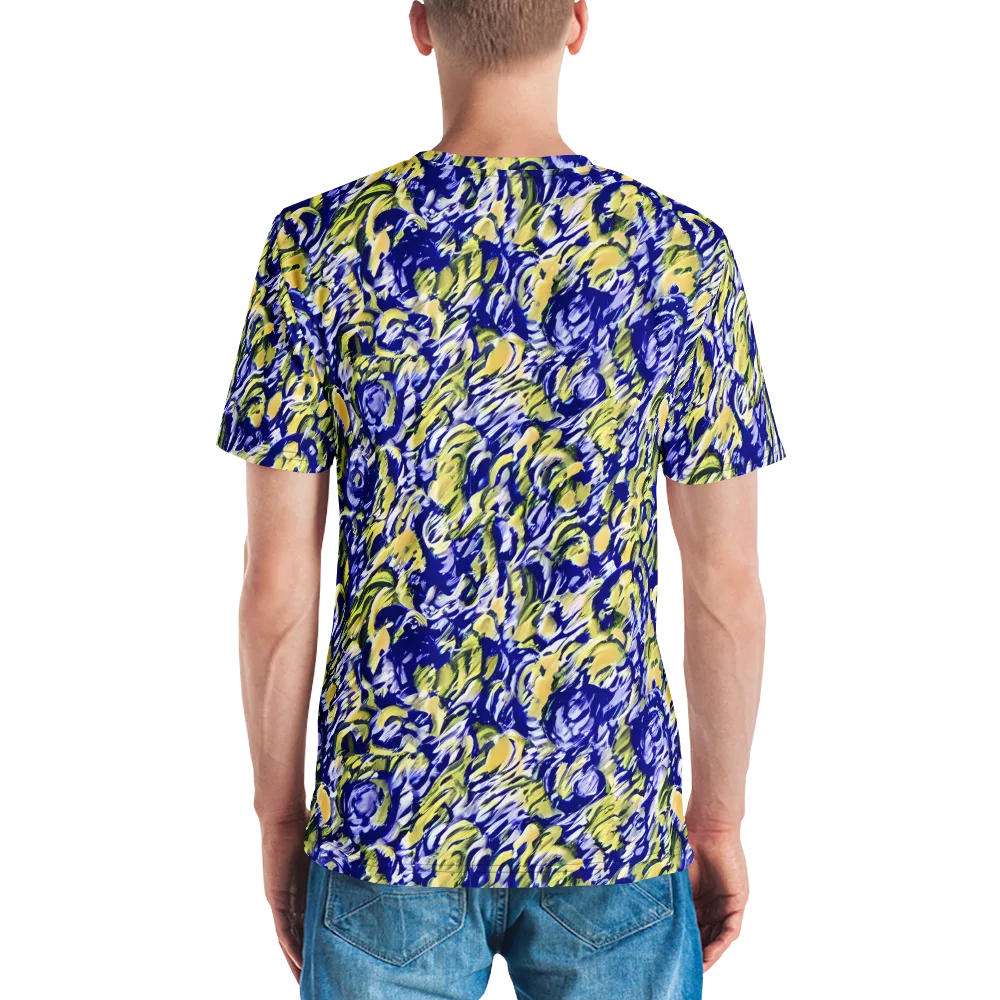 Cobalt Bloomstorm on Men's Crew Neck T-Shirt — Back