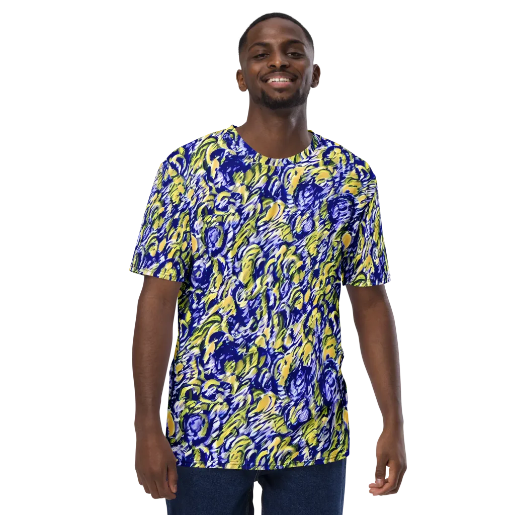 Cobalt Bloomstorm on Men's Crew Neck T-Shirt — Front