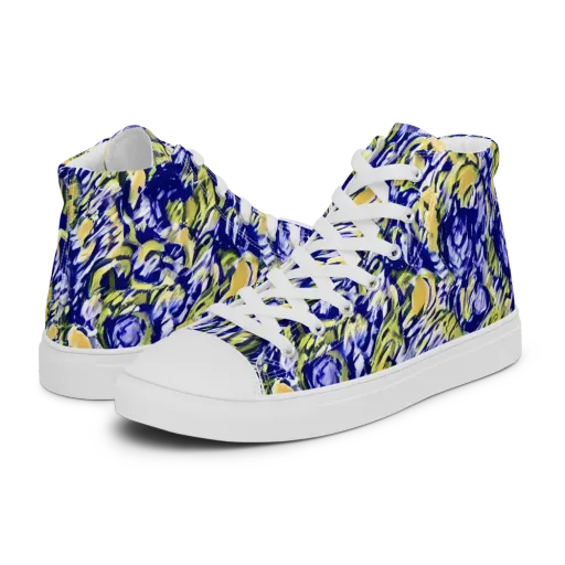 Cobalt Bloomstorm on a Women's High Top Canvas Shoes