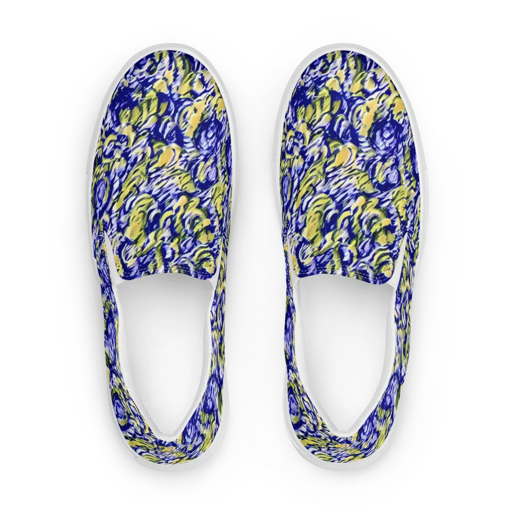 Cobalt Bloomstorm on Men's Slip-On Canvas Shoes — Front