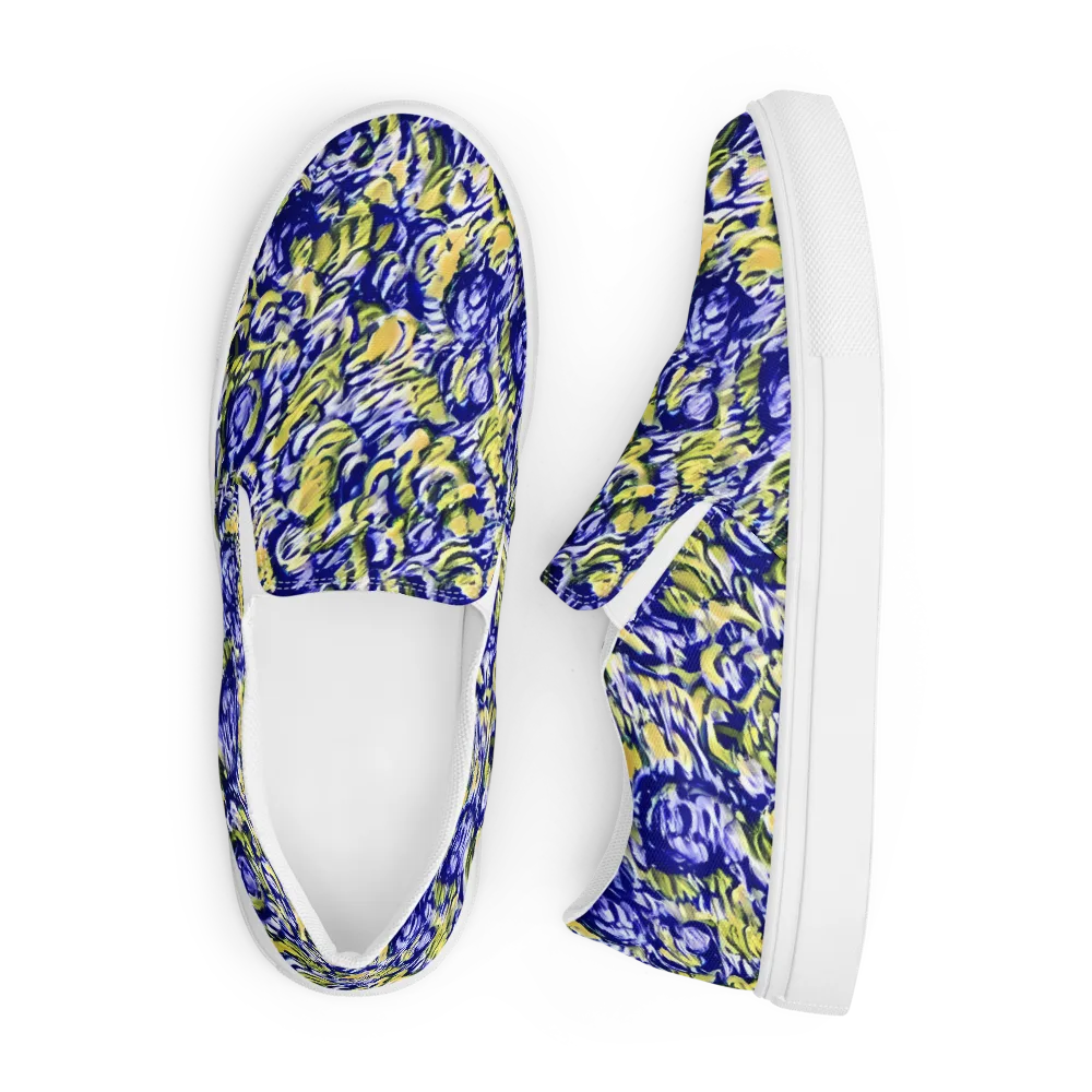 Cobalt Bloomstorm on Men's Slip-On Canvas Shoes — Front