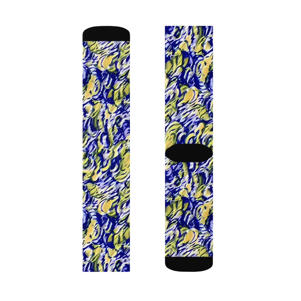 Cobalt Bloomstorm on Socks — Left Sock
