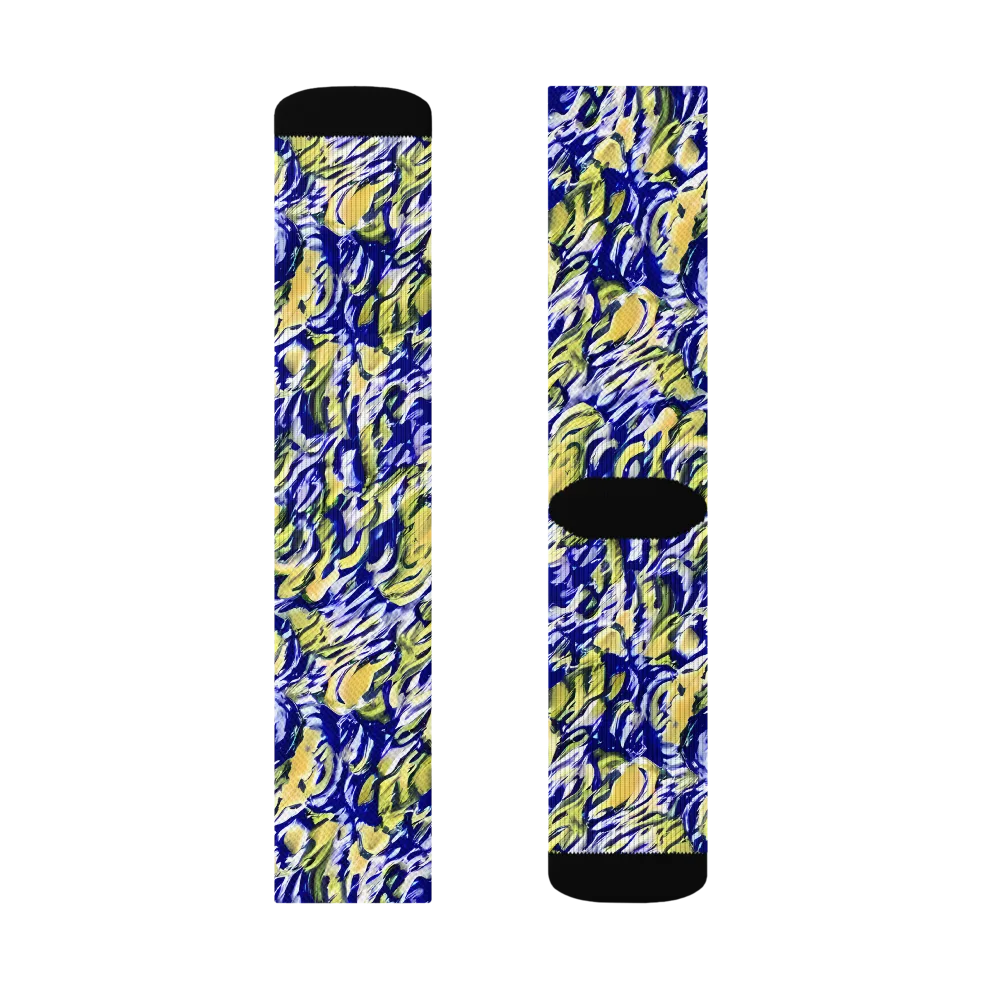 Cobalt Bloomstorm on Socks — Right Sock